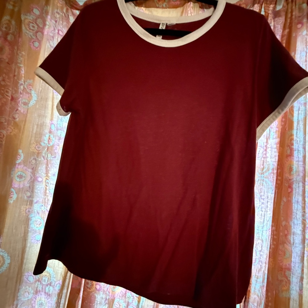 H&M Burgundy Tee with Cream Trim